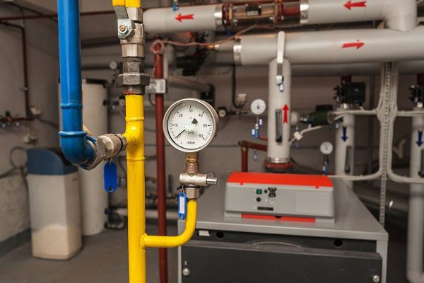 Gas pressure gauge indicator in boiler-room